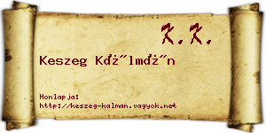 Keszeg Kálmán névjegykártya